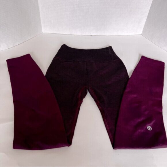 Lululemon   Bordeaux Stripe Womens Sz 2  Ebb to Train Tight - Picture 8 of 16